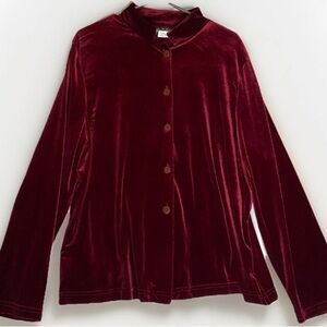 Briggs New York Women's Size 1X Red Velvet Button Up Shirt Vamp Goth Rock